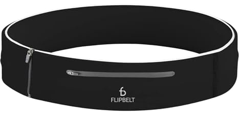 FlipBelt Elite - Laufgürtel für Handy & kleines Zubehör - wasserabweisende Sport-Bauchtasche - Schwarz