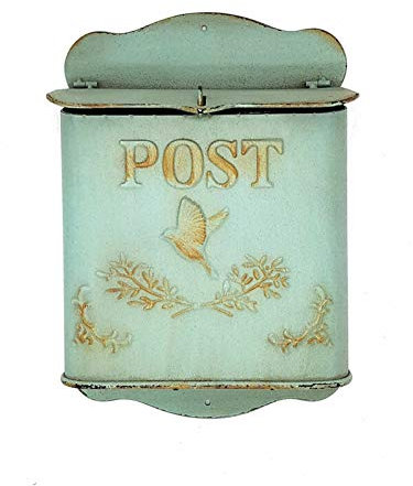 Nostalgischer Briefkasten Metall Antik-look Shabby Mailbox im Landhaus Shabby chic Stil, antik grün