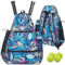 Acosen Tennis-Rucksack – große Tennis-Taschen für Damen und Herren zum Halten von Tennisschlägern, Pickleball-Paddeln, Squash-Schlägern, Bälle und anderem Zubehör (grünes Blumenmuster)