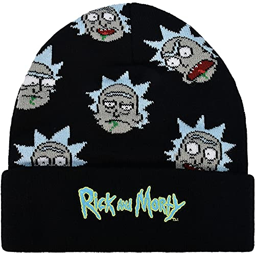 Concept One Unisex-Erwachsene Rick and Morty Knitted Cuff, Winter Knit Cap Beanie-Mtze, Schwarz, Einheitsgröße