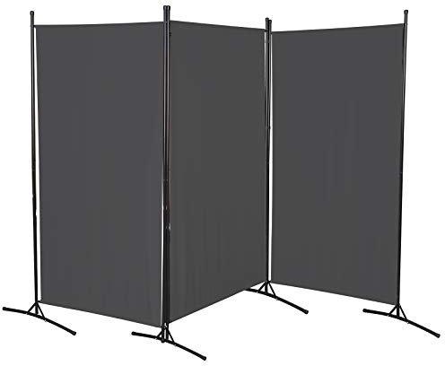 EINFEBEN Paravent 260x180cm 3 Trennwände Sichtschutzwand Anthrazit Raumteiler Stellwand Raumteiler Trennwand Sichtschutz