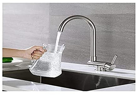 BAGNOCLIC - Mitigeur de Cuisine Pliable 6,3cm | Robinet en Acier Inoxydable | Finition Satinée Gris Mat, Acier Inoxydable