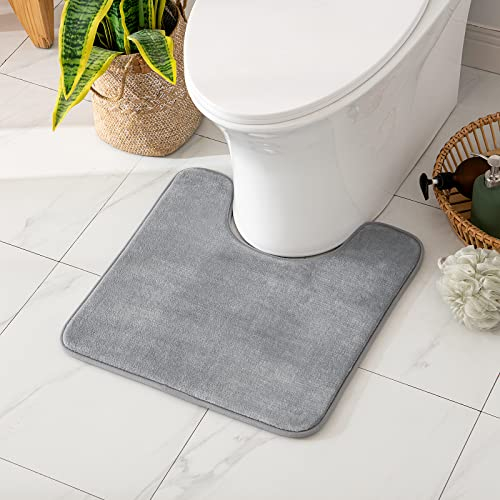 MIULEE Badematte Memoryschaum Badteppich U Förmige Badezimmerteppich Duschvorleger Teppich Badvorleger Duschmatte Deko Fussmatte rutschfeste Matte für Badezimmer Toilett WC 45x45 cm Hellgrau