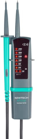 Kewtech KT1710 Two-Pole Voltage & Continuity Tester, AC/DC Testing up to 690V with LED & Audible Indication, GS38 Compliant Slim Probes IP54 Rated