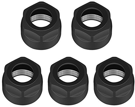AUNMAS 5pcs ER16A Collet Nuts Set, Hex Clamping Nut for CNC Milling, Engraving Machines | M24x1.0 Thread (Grade 45# Steel)