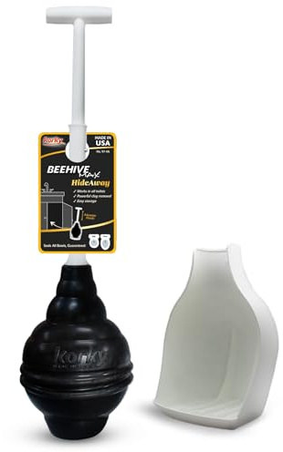 BEEHIVE Max® WC-Saugglocke mit Halterung, 97-5A | Leistungsstarker WC-Kolben Patentierter Bienenstockkopf dichtet alle Schüsselformen ab. Halterung ermöglicht tropffreies