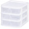 Beruyu Kleine Schubladenbox aus Kunststoff, Schubladenschrank, 3 Schubladen, Weiß durchsichtige Desktop Aufbewahrungsbox Organizer für die Organisation zu Hause, Schule, Büro