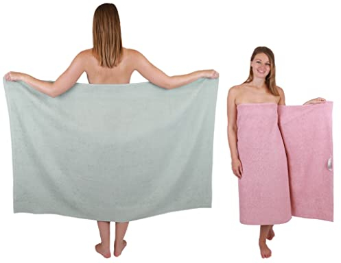 Betz 2 Stück Maxi Duschtücher XXL Badetuch Duschtuch Größe 100x150cm Berlin Farbe Jade/Lotus