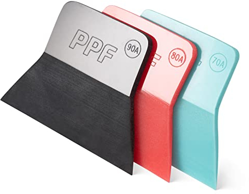 FOSHIO PPF Squeegee Vinyl Wrap Tool, 3 in 1 Different Hardness Anti-Scratch Rubber Scraper Soft TPU Mini Squeegee Window Tint Tool for Paint Protection Film, Squeegee for Window Cleaning
