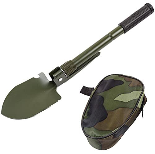 RiToEasysports Camping Shovel, Multifunctional Engineer Shovel Folding Trench Shovel Carbon Steel Camping Spade with Storage Bag Children S Spade for Survival Activities (ArmyGreen)