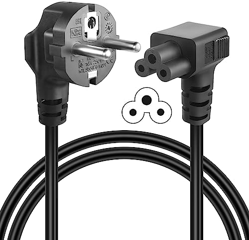 GELRHONR 1.5M Netzkabel CEE7 auf IEC 320 C5 Buchse,C5 Kleeblattkabel Netzkabel,Micky-Maus Stecker Laptop Netzteilkabel Power Cable für Scanner, Drucker und LED TV Monitore-schwarz (Down Angle C5)
