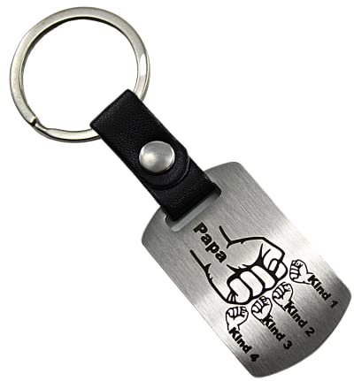 Generisch Schlüsselanhänger Faust personalisierte Gravur Edelstahl (4 Kinderfäuste DogTag)