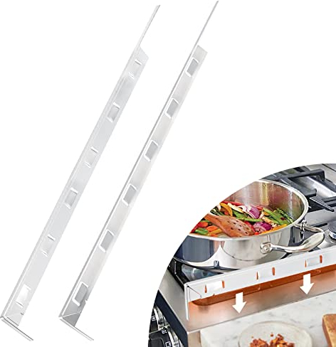 sourcing map Stove Gap Covers, Kitchen Stove Gap Filler, Aluminum Oven Gap Cover 25.59 in Length, Heat Resistant and Easy to Clean, Protect Gap Filler Sealing Spills On Countertop Stove, Silver
