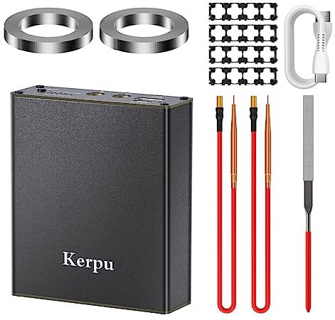 Battery Spot Welder, Kerpu 18650 Spot Welder Machine Pocket Size with 11 Gears Adjustable,5000mAh Rechargeable Battery,2x2M Nickel Sheet & 4X4 Holder for Making Battery Packs