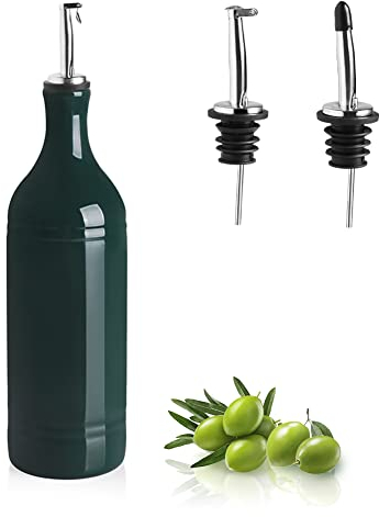 Sweejar Home Grande dispenser in ceramica per olio d'oliva, opaco, protegge riduce l'ossidazione, adatto per conservare olio, aceto, salsa di soia e altri liquidi per cucinare in cucina, 680 ml (blu