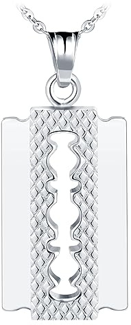 Feilok Herrenkette Edelstahl Herren Halskette mit Anhänger Herrenschmuck Halsband Rasierklinge für Männer
