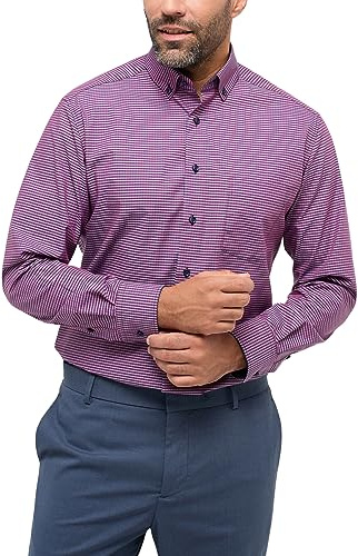 ETERNA Modern Fit Hemd Langarm Button Down Kragen Karo rot Größe 48