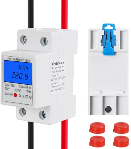 Jadeshay Contatore Energia Elettrica,220V 5 (80) A Misuratore Consumo Elettrico Monofase Contatore di Corrente,con LCD Retroilluminazione su Guida DIN