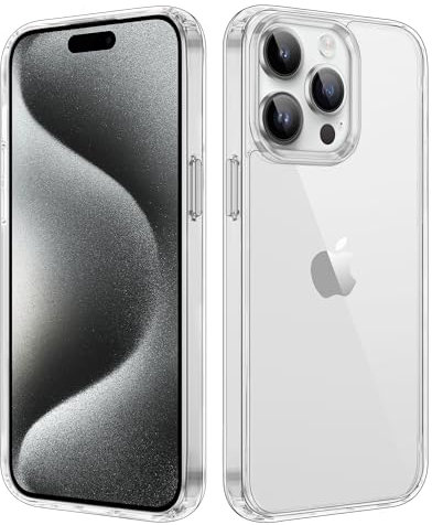 iCatchy Case for iPhone 15 Pro 6.1-Inch, Shockproof Bumper Phone Cover, Anti-Yellowing Clear Back Compatible with iPhone 15 Pro (Clear)