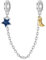 BIZK Stern & Mond Komfortkette für Armband 925 Sterling Silber Charm Bead Pendant für Europäische Armbänder und Halsketten