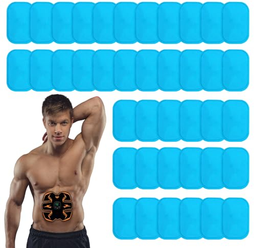 Gadget Beyond ABS Gel Pads, Premium Abs Trainer Ersatz Gel Blatt für Bauchmuskeltrainer, Muskelstimulator Pads Ersatz für Ultimate Muscle EMS Toner 50 Stück Blau