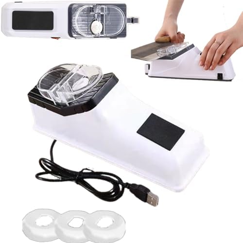 Electric Knife Sharpener,Professional Knife Sharpener for Home USB Rechargeable,with Protective Cover for Home,5 Seconds for Quick Sharpening & Polishing 3PCS Replaceable Grinding Wheel