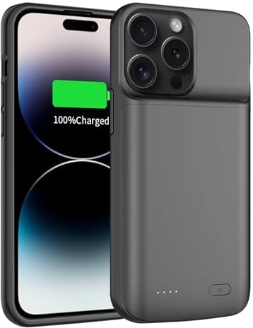 FLSTOR Battery Case for iPhone 15 Pro Max (6.7 inch), 8500 mAh Rechargeable Battery Case for iPhone 15 Pro Max, (Black)