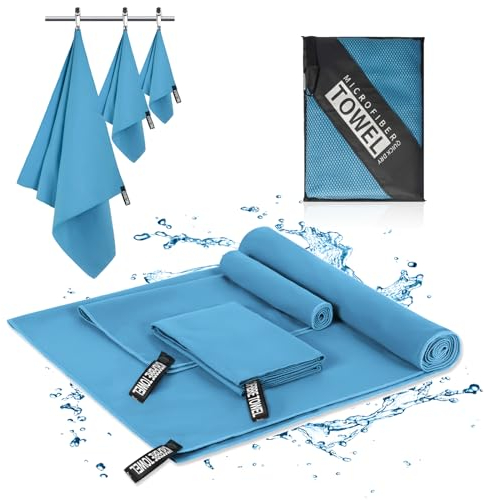 Libershine Mikrofaser Handtuch 3er Set - Groß 180 * 180cm & Klein 80×40cm+30x60cm, Schnelltrocknend Microfaser Sporthandtuch, für Reisehandtuch, Badetuch, Fitness & Sport Handtücher und Strandtuch