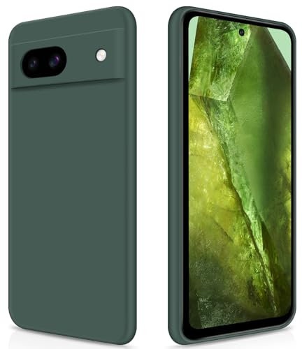 GiiYoon Coque pour Google Pixel 8a Case en Silicone, Etui de Protection Antichoc Etui Housse Silicone Ultra-Mince avec Couche Intérieure en Fibre et Protection pour Caméra, Vert