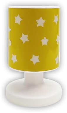 Niermann Standby Akku-Tischleuchte Sonnengelb mit Sternen, 2200mAh, 1,5 Watt LED, bis zu 8 Stunden Leeuchtdauer, inkl. USB Kabel, Kinderlampe, Kinderleuchte