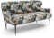 CAVADORE 2,5-Sitzer Küchensofa Amba, Trendige Sitzbank für Küche oder Esszimmer / 173 x 97 x 87 / Jacquard Flachgewebe: Blumenmuster Blau