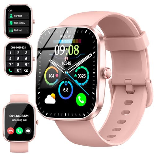 Motast Smartwatch Damen Herren, 1,96 HD Fitnessuhr Smart Watch mit Telefonfunktion, Fitness Tracker Sportuhr mit Pulsmesser Schlafmonitor Schrittzähler, 113+Sportmodi, IP68 Wasserdicht Uhr für iOS