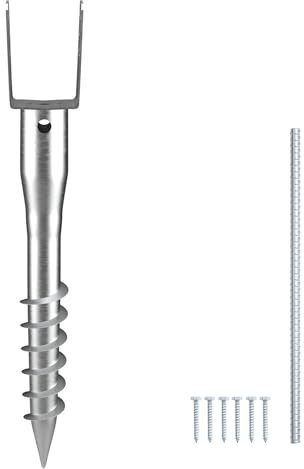 VEVOR U-Pfostenträger 1 Packung 100 x 70 x 700 mm DIY-Pfostenpfosten zum Einschrauben inkl. 6 Zugankern und einer Bewehrungsstange U-förmiger Pfostenhalter ideal für Briefkastenpfosten und Zaunpfosten