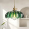 zhxinashu Pendelleuchte Glas Grünes, Pendelleuchte Vintage, E27 Messing Pendelleuchte Esstisch, Indoor Blume Form Deckenleuchte Industrial für Schlafzimmer, Wohnzimmer, Nachttisch, Küche