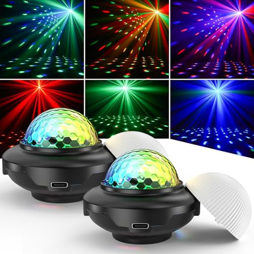Mini Discokugel, SEBRUANC Discolicht Partylicht 300mAh Eingebauter Akku USB C Musikgesteuert licht DJ Kugel Ball mit Nachtlicht für Parties Kinder Geburtstag Weihnachten Geschenk