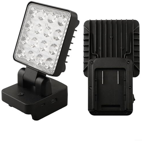 PETSTIBLE Lampe de travail avec double interrupteur équipée d'une protection basse tension de 5 V, lampe de poche LED sans fil, tête de lumière réglable pour batterie Worx WA3593 WA3595 WA3401 18 V
