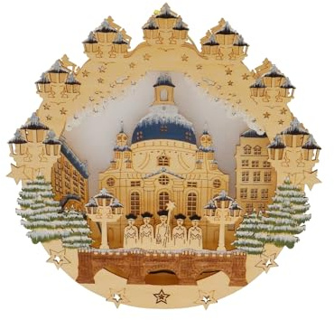 HTI living Fensterbild beleuchtet Kirche mit Sternensinger Weihnachtsdeko Fensterdeko