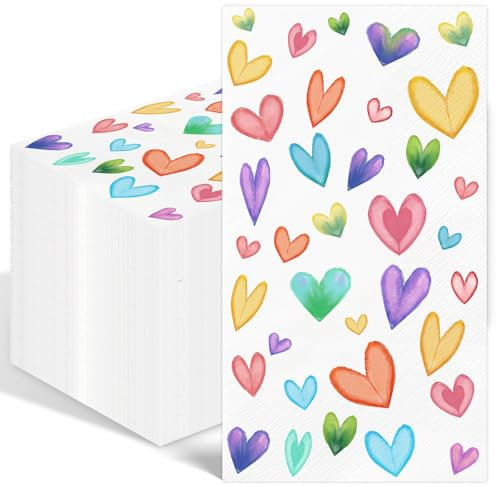 Herzen Tischdeko Servietten, Liebe Serviette, Herz Partygeschirr, Einweg Papier Servietten für Partyzubehör, Herzen Themen Servietten Perfekt für Geburtstage, Partys, Hochzeiten, Muttertag, Feiern