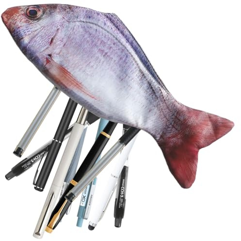 SIVZUMO 1 pcs Fisch Geformt Federmäppchen Neuheit Fisch Federbeutel Fisch Geldbörse Lustige Federmäppchen mit Gepolstertem Dickschaum Futter Fisch Geschenke Fisch Geschenk für Schule Klassenzimmer
