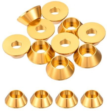 QUARKZMAN Rondelles en cône M6, Joints en aluminium anodisé pour vis RC/FPV/PC/Drone/Pièces de modèle d'accessoires mécaniques, Lot de 10 (Or)