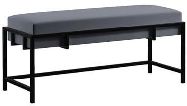 BETTSO - Elegante Sitzbank LAMO - Polsterbank mit Metalbeinen - Moderner Bettbank - Garderobenbank - Sitzhocker Wohnzimmer, Schlafzimmer - Metalfarbe Schwarz - Stofffarbe Dunkelgrau - 100x35x45cm