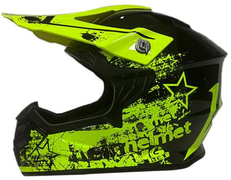 Casque Moto Cross Enfant, ECE 22.06 Homologué, Casque Motocross Homme Femme, Casque VTT Casque Cycliste Pour Enfants, Casque Cross Adulte, Pour BMX MTB ATV Scooter Quad Bike Vélo De Montagne(Yellow,S)