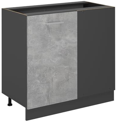 Vicco Eckunterschrank R-Line, Küchen Eckschrank, Beton, 86 cm ohne Arbeitsplatte