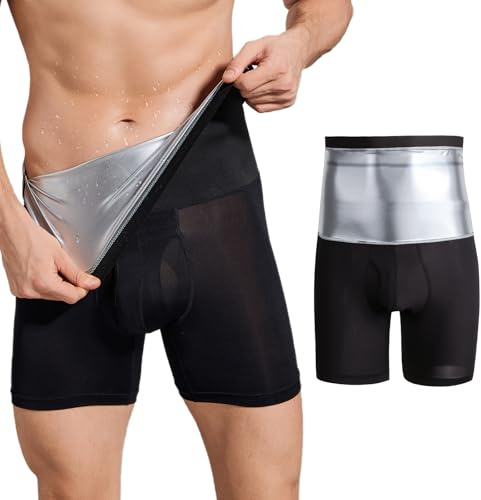 GENEMEN Herren Sauna Shorts Jogginghosen Slimming Unterwäsche Shorts Männer Sweat Shapewear Hohe Taille Sweathose