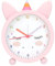 Depesche 13527 Ylvi-Réveil en rose pour enfants, avec motif licorne, oreilles et corne, horloge silencieuse avec fonction lumière, pile incluse, Multicolor