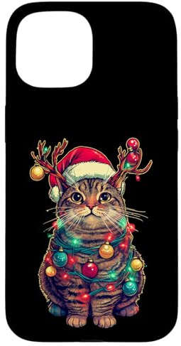 Cat Christmas Lights Xmas Hülle für iPhone 15