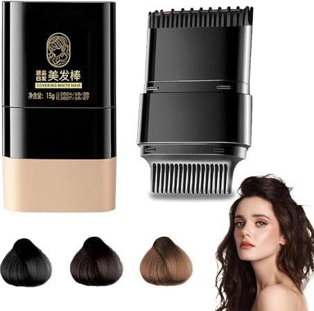 2-in-1 Instant Haarfärbestift mit integriertem Ausbesserungskamm - wasser- und schweißfest, ideal für graues Haar Instant Hair Color Stick with Built-In Comb (Dark brown, 1s)