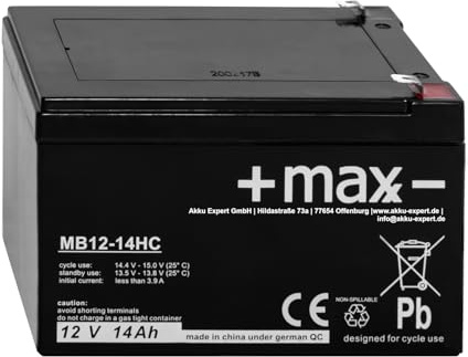 +Maxx- MB12-14HC 12V 14Ah AGM Akku Batterie PB wartungsfrei zyklenfest