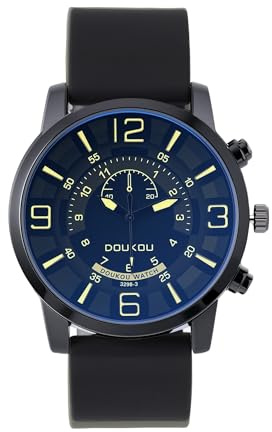 JSDDE Herren Armbanduhr Sportlichem Silikonarmband 3D Arabische Zahlen Zifferblatt Herrenuhr Casual Analog Quarzhr