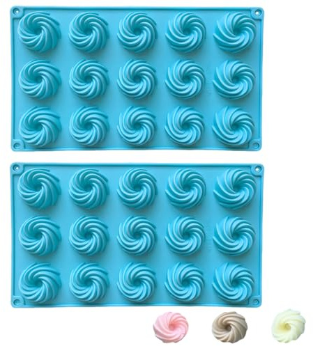 LGWJHCY 2PCS Moule à Gugelhupf en Silicone, Mini Moule à Gugelhupf, Moule à Gâteau en Silicone, Moule à Muffin, Lot de 15 avec Revêtement Antiadhésif